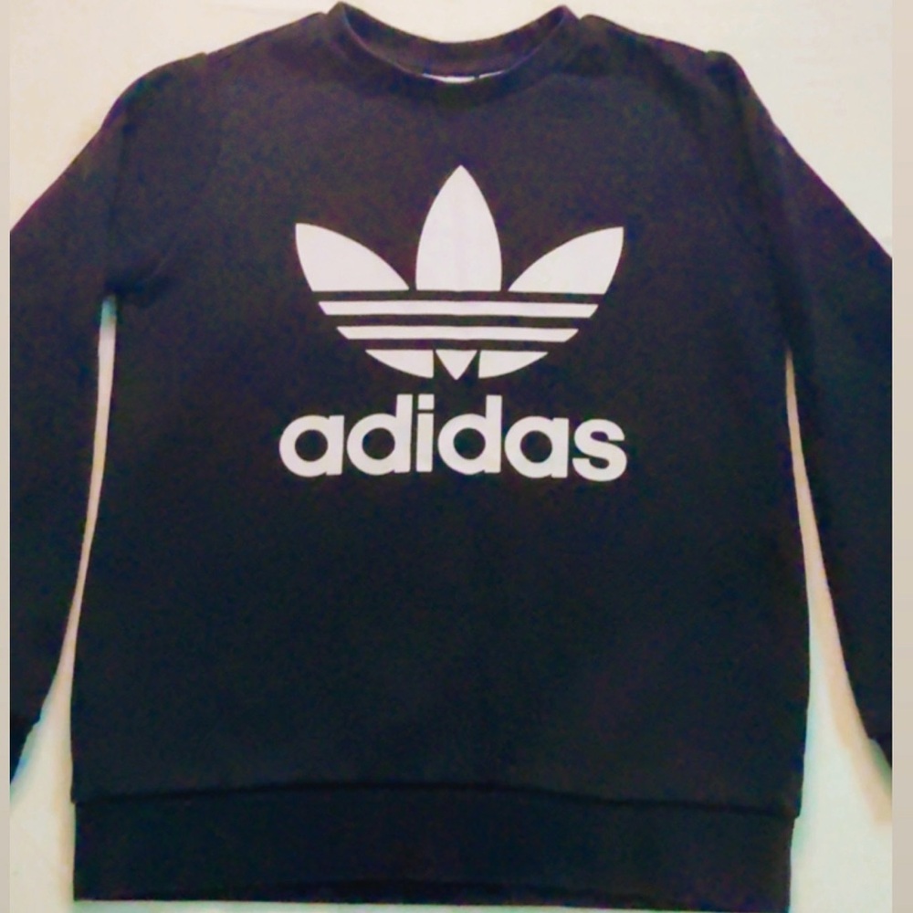 Adidas Black Crewneck with White Trefoil Logo